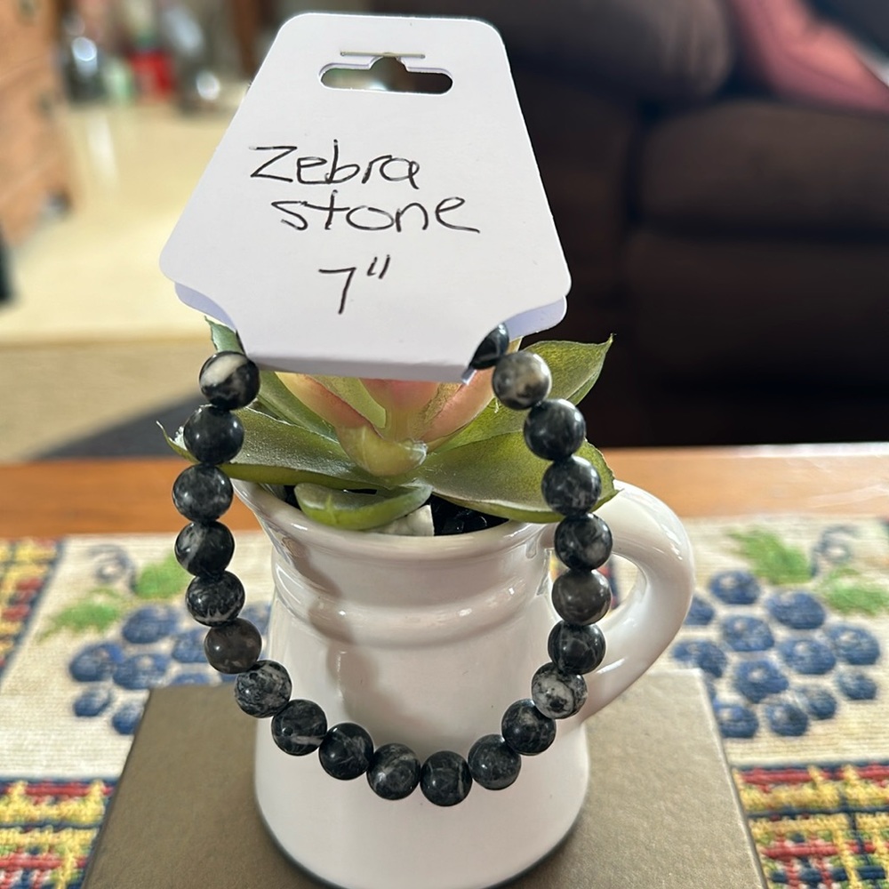 Hand Crafted Zebra Stone Stretch Bracelet